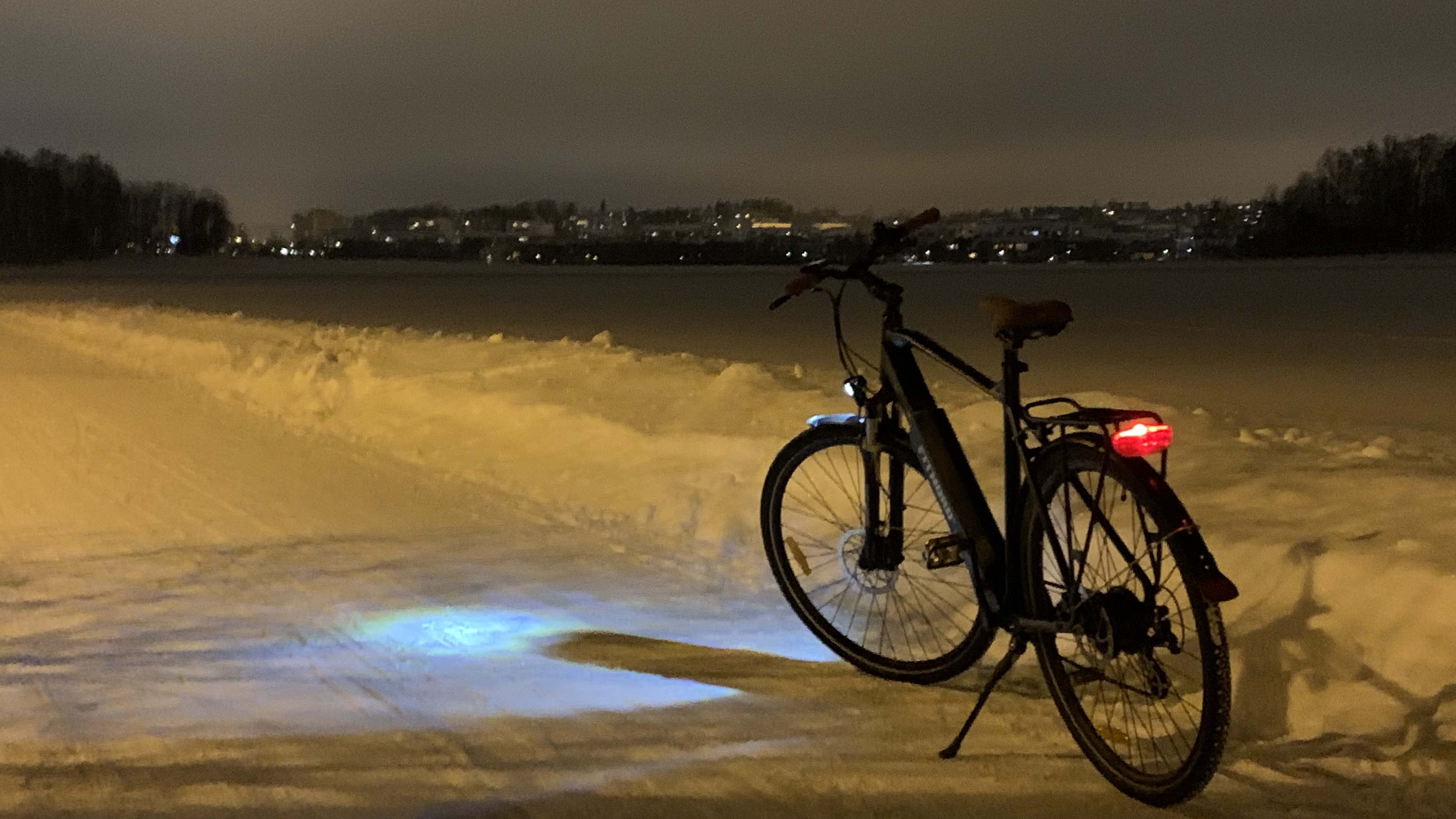 Bicycle against a winter-y backdrop