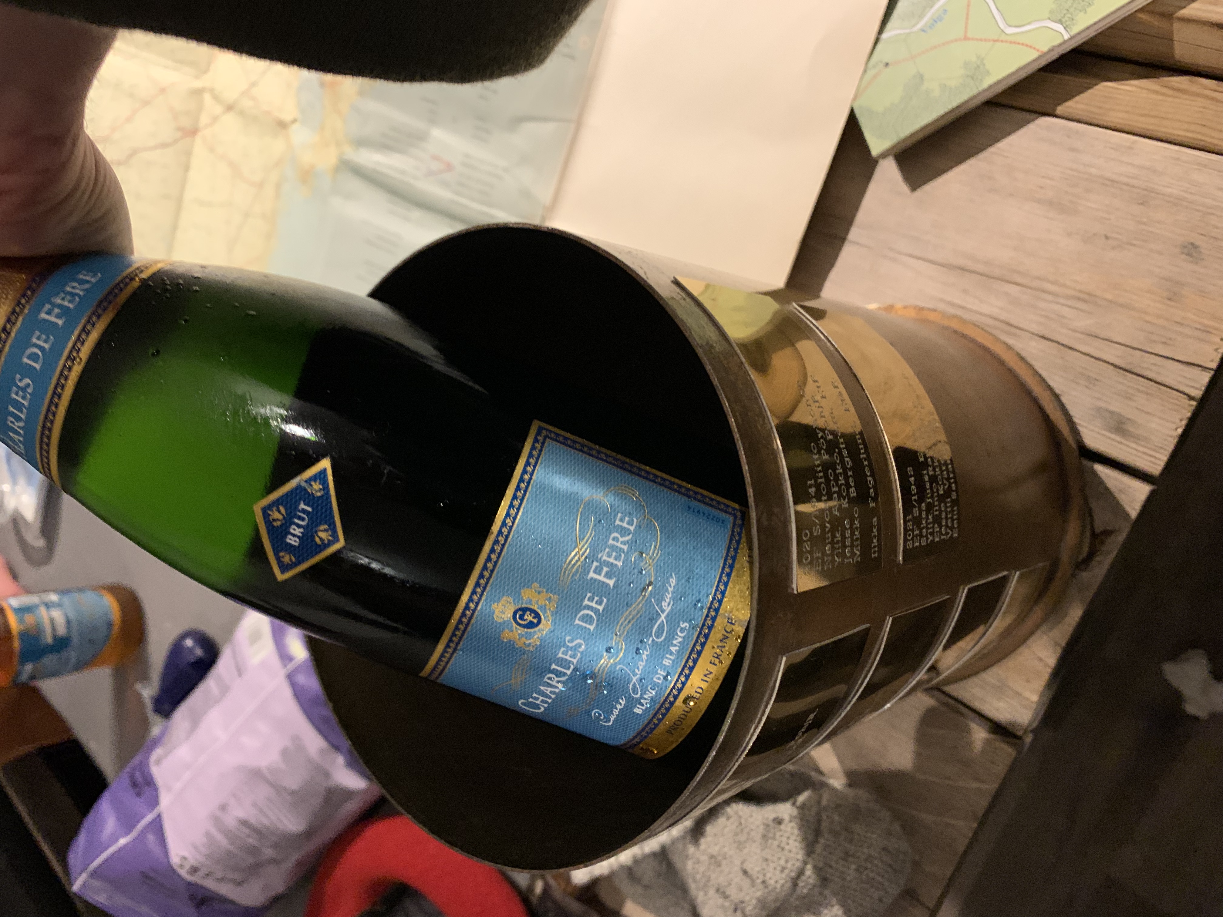 A boardgame trophy presented as a cooler for the victory champaigne